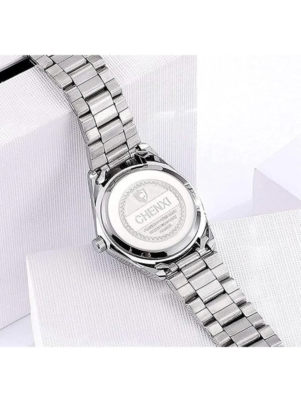 Women's White Analog Quartz Stainless Steel Luminous Waterproof Dress Watches